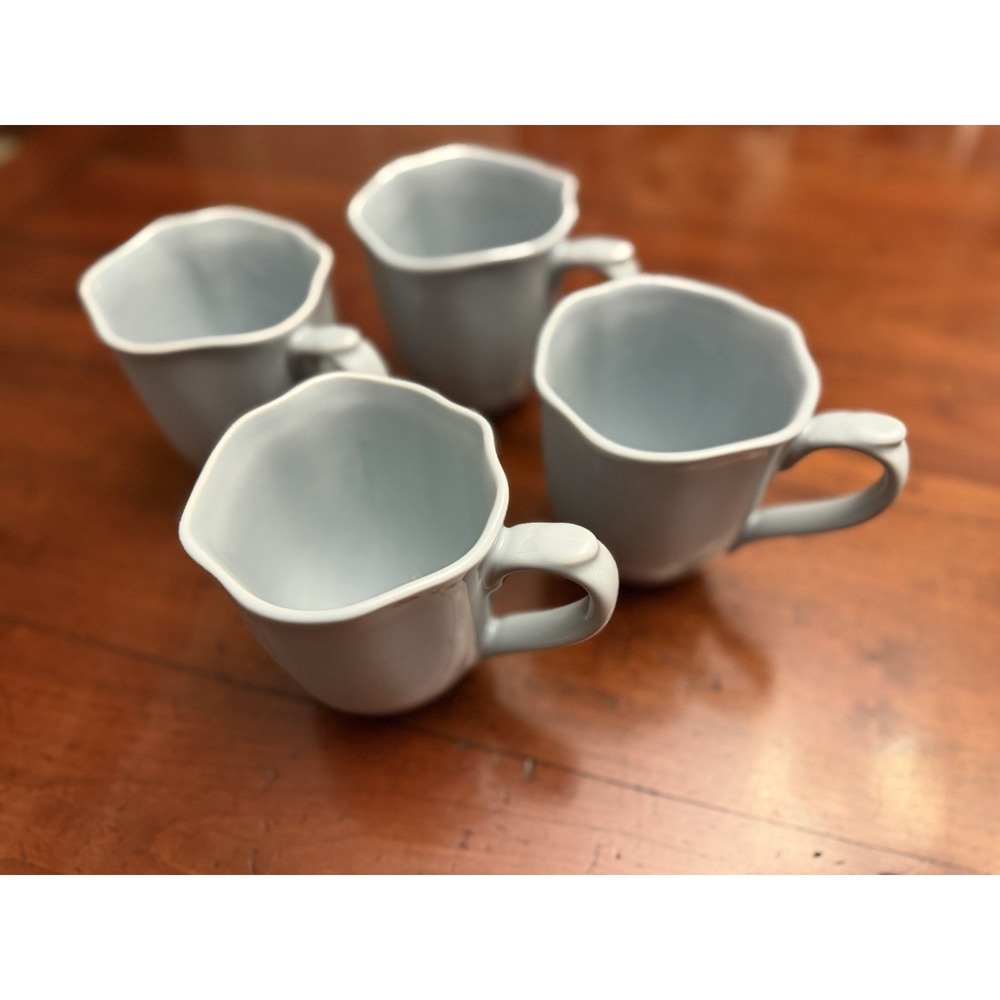 Set of 4 Portmeirion Sophie Conran "Floret" Stoneware Mugs - Robin's Egg Blue